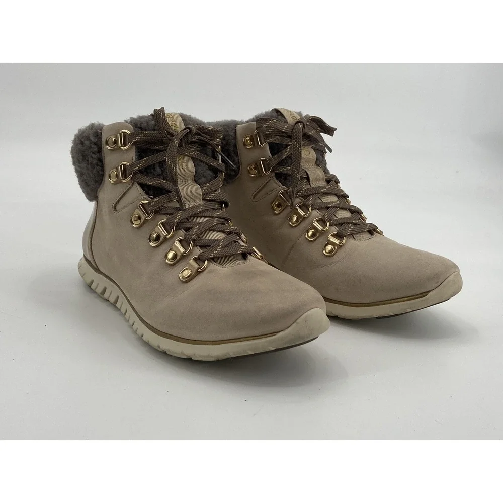 Cole Haan Women's Zerogrand‎ Beige White Boots Size 8.5 B WATERPROOF